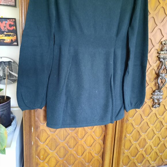 BANANA REPUBLIC Wool-Cashmere Blend Bell-Sleeve Peplum Sweater - Green, Size S - Picture 10 of 16